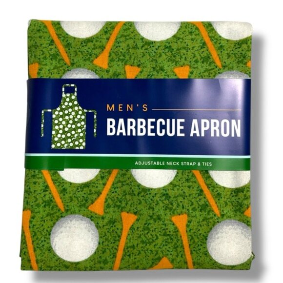 Barbecue Apron Golf Theme Adjustable Cotton Green Unisex Adult Men One Size NEW - Picture 2 of 16